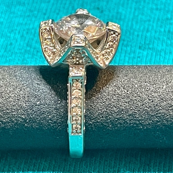 925 Silver CZ and PAJ markings on this Engagement/cocktail Ring. - Picture 3 of 8